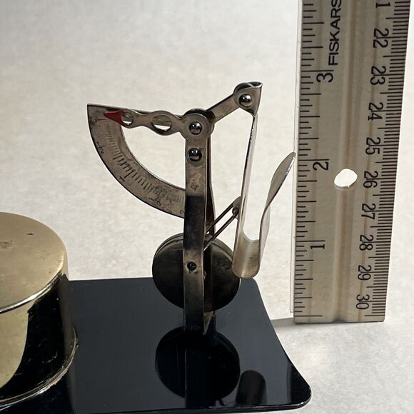Vintage  Brass Postage Stamp Roll Holder Dispenser 2oz Letter Scale Weight Japan - Picture 12 of 12